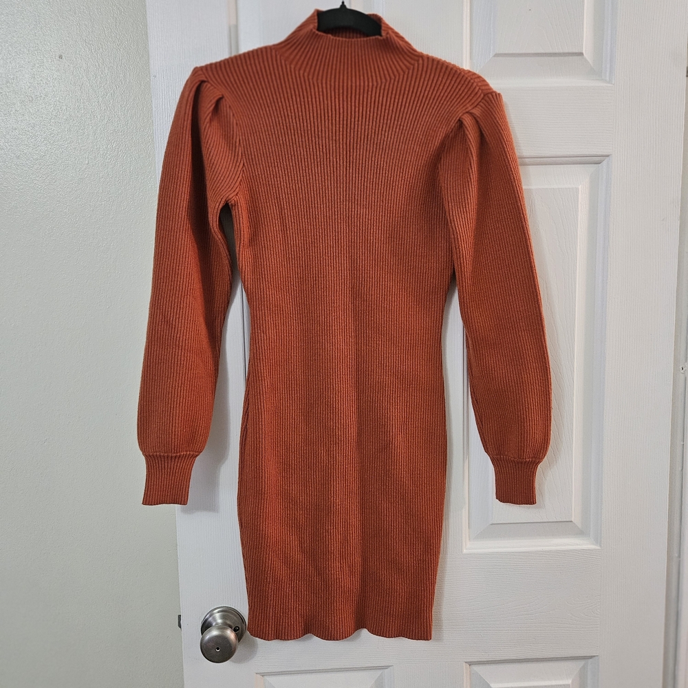 Elegant Orange Knit Dress